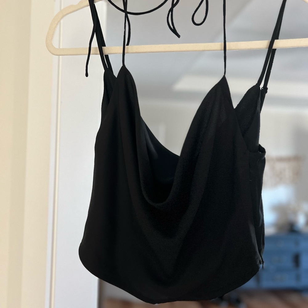 Elegant Black Draped Cami Top